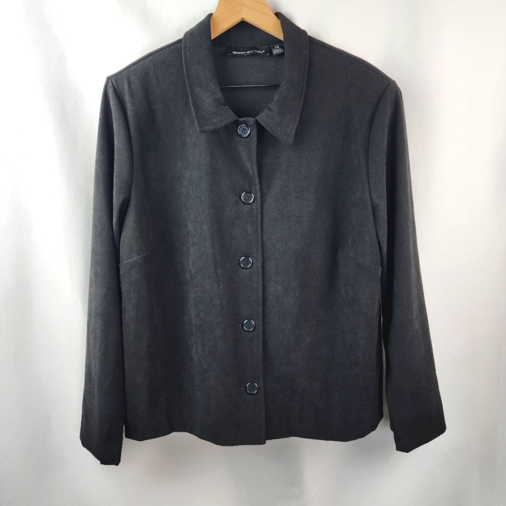 Briggs New York Women's Black Button Up Blazer Jacket Size 1X NWT